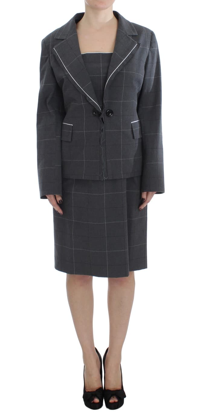 Gray Stretch Sheath Dress Suit
