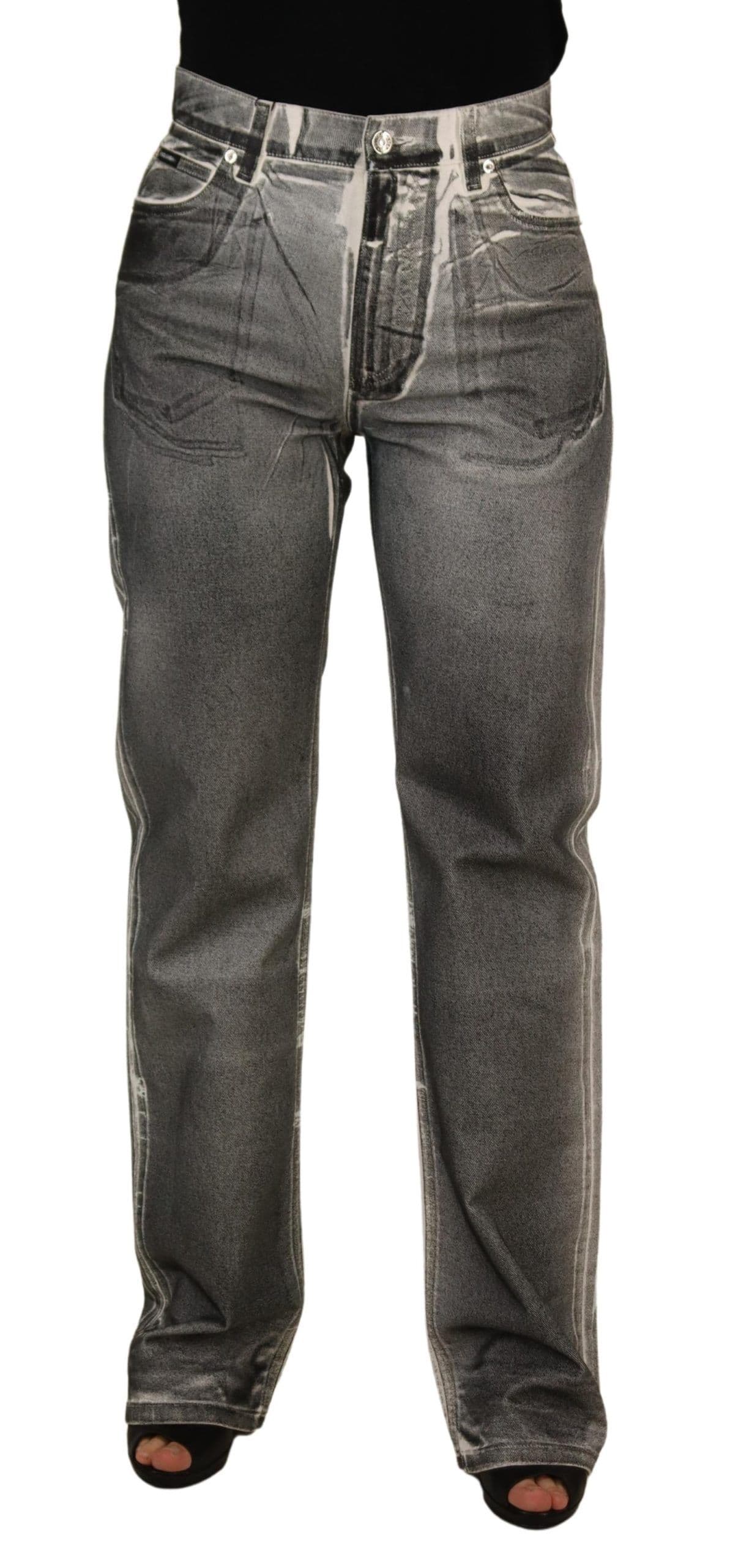 Washed High Waist Denim Pants