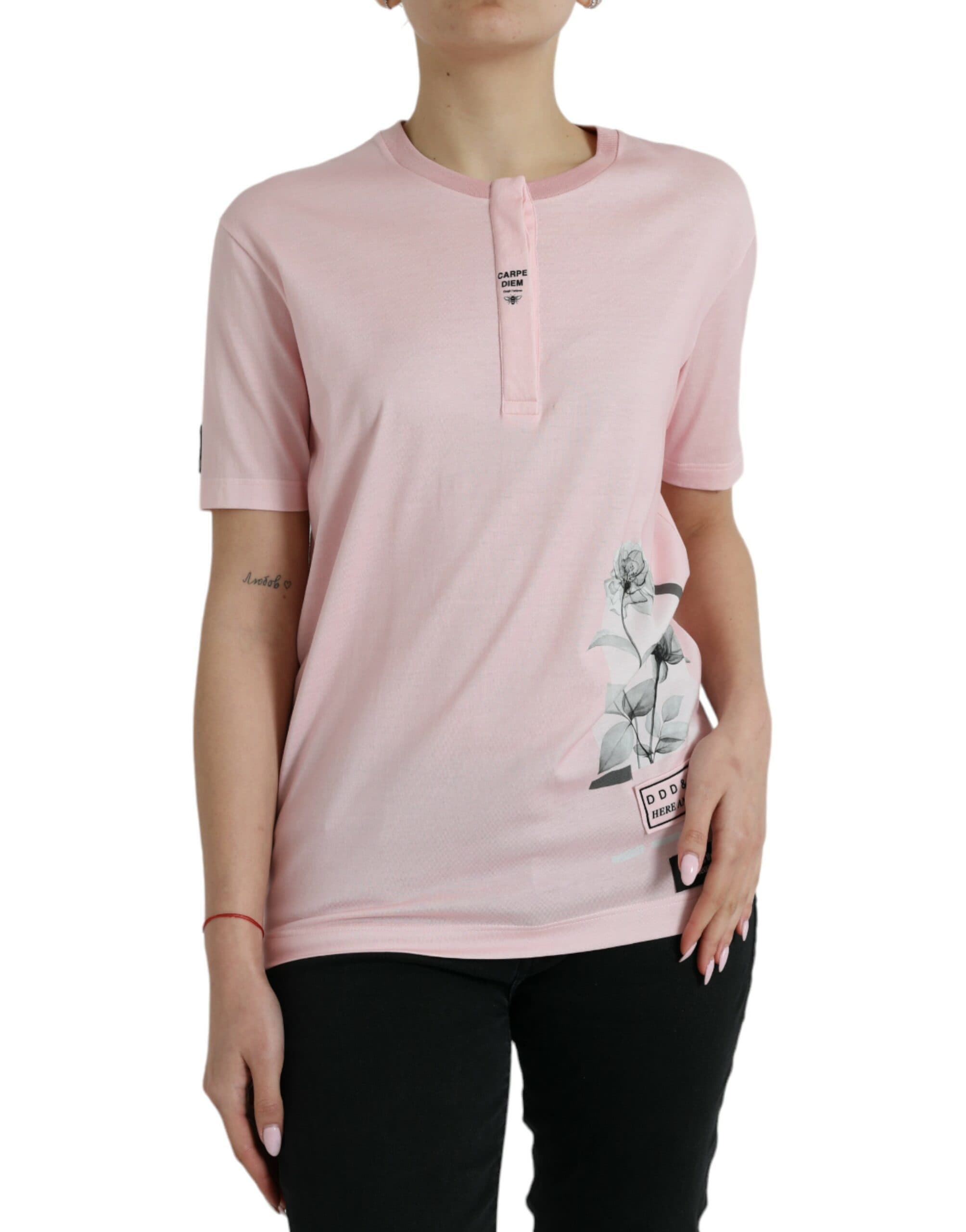 Floral Print Cotton Short Sleeves T-shirt