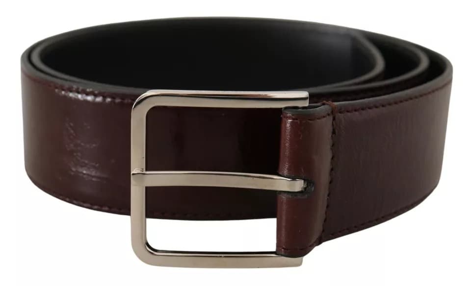 Leather Logo Engraved Metal Buckle Belt