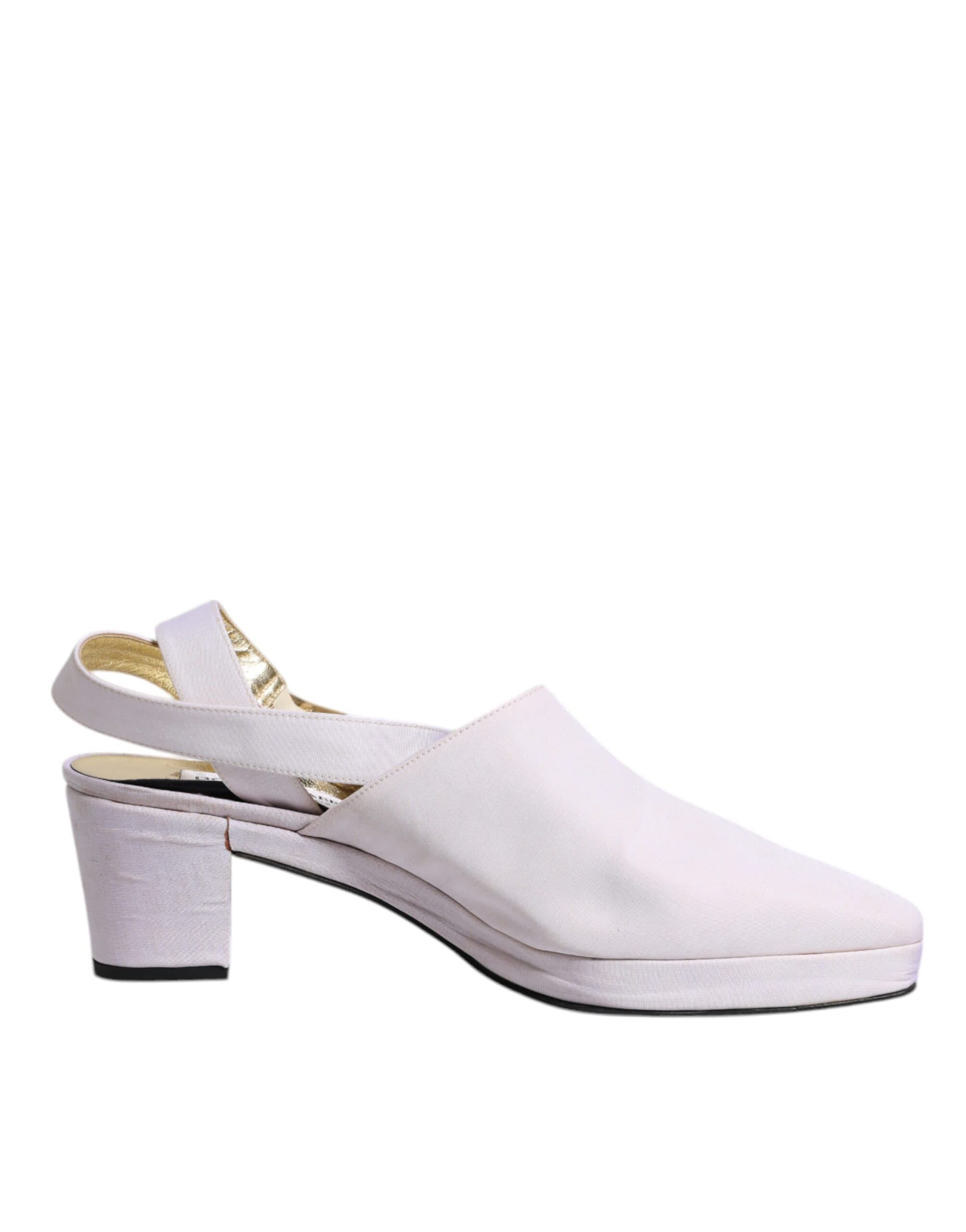 Off White Block Heel Slingback Sandals