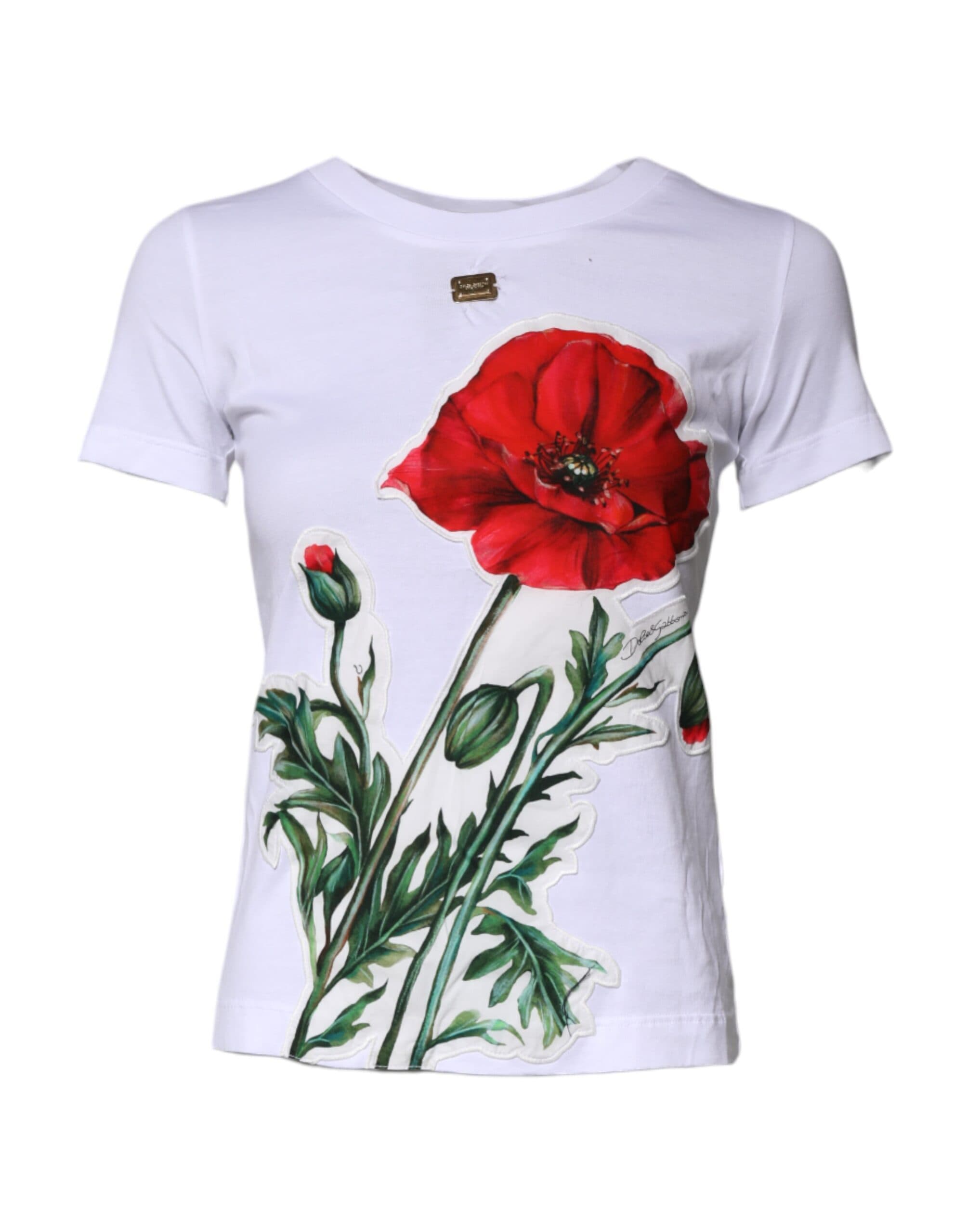 Floral Print Cotton Crew Neck T-shirt