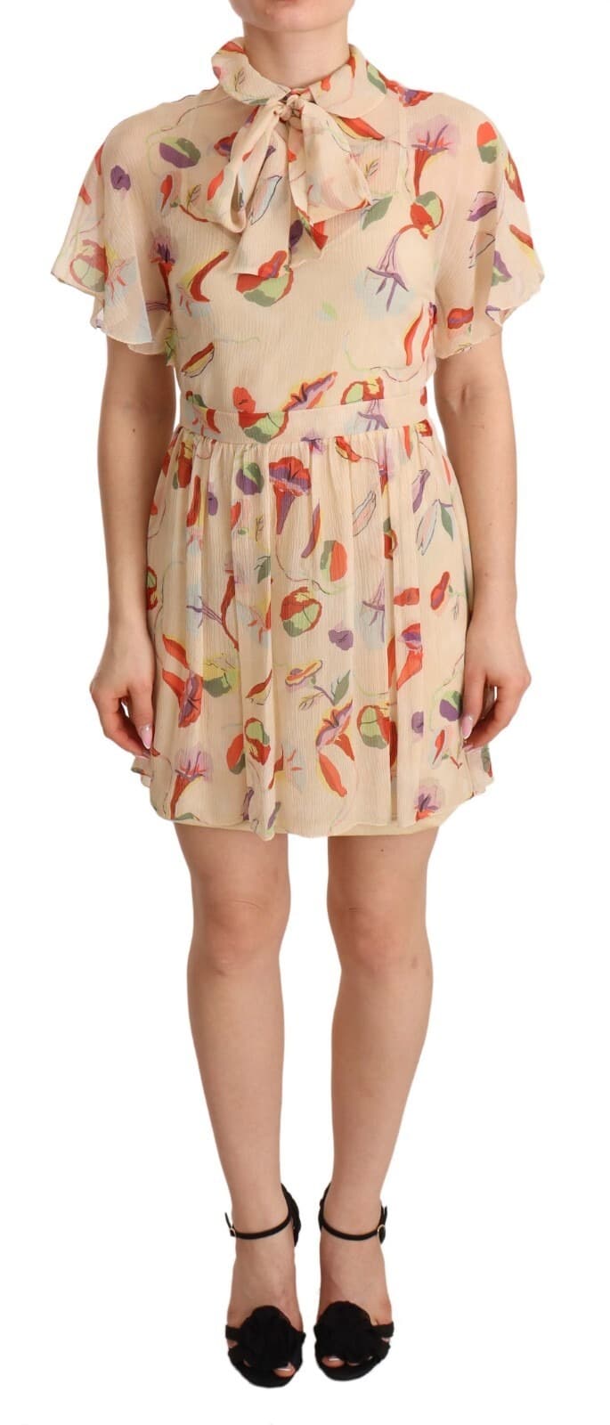 Ascot Collar Aline Mini Dress