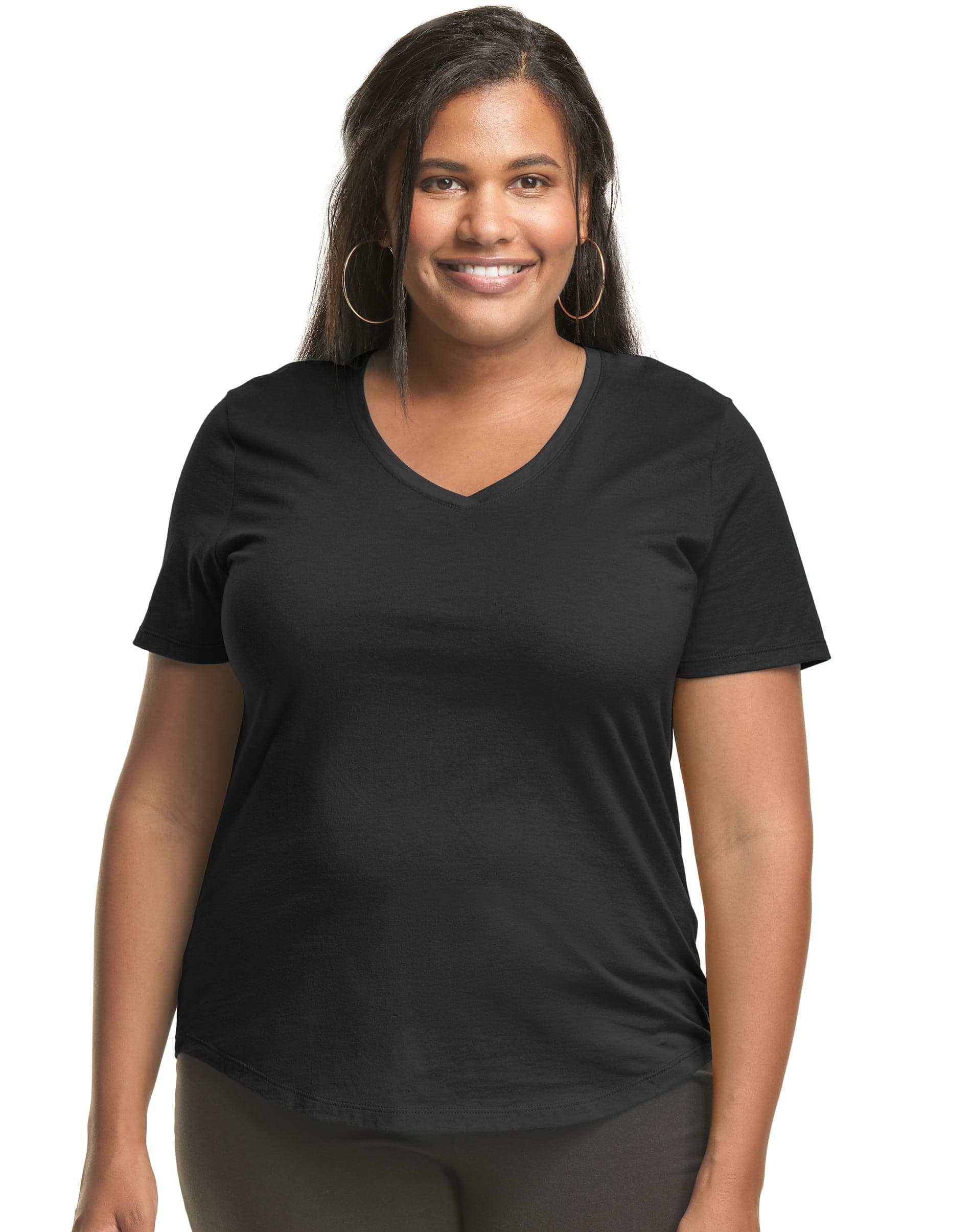 Cotton Jersey Short Sleeve V-Neck T-Shirt