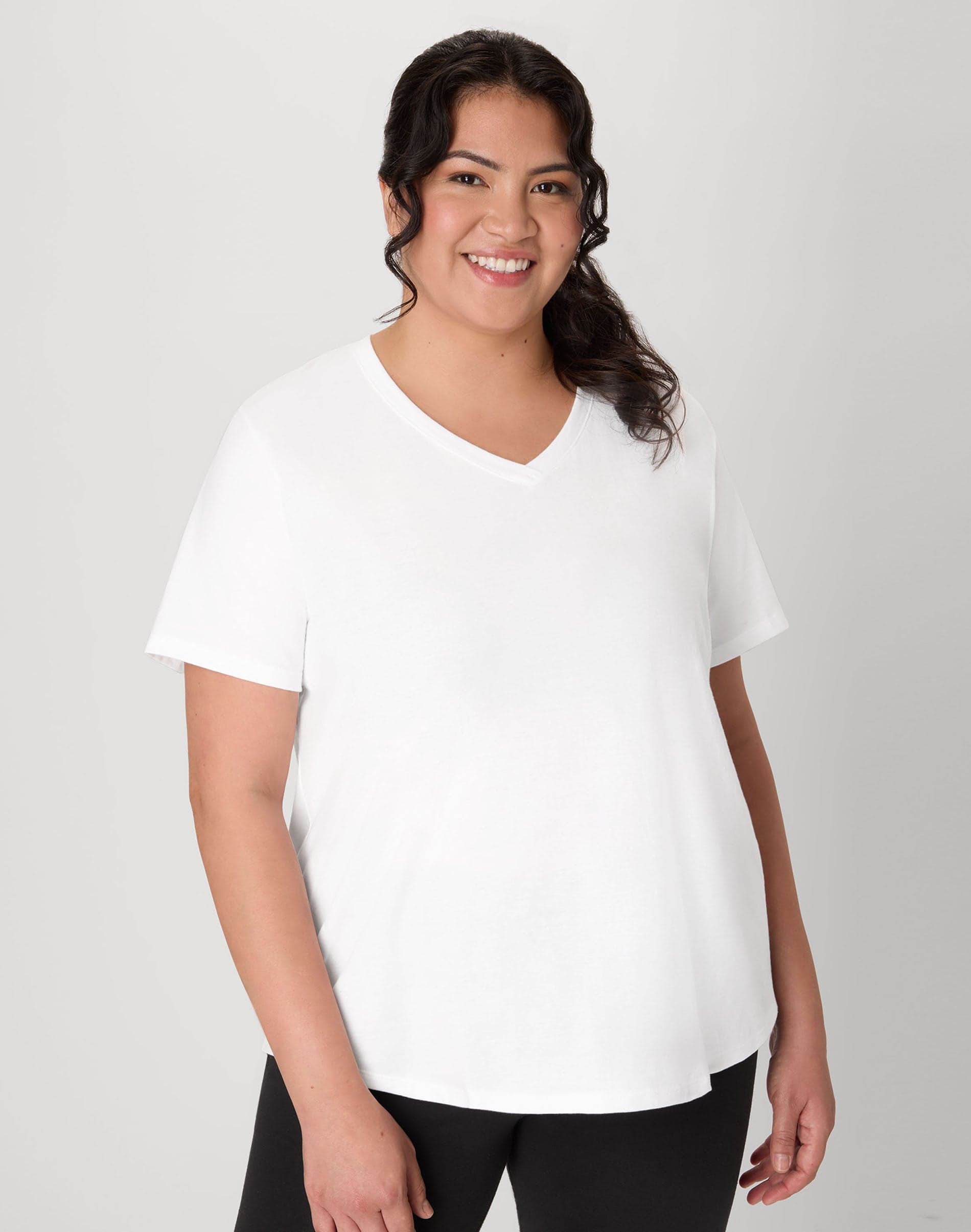 Cotton Jersey Short Sleeve V-Neck T-Shirt