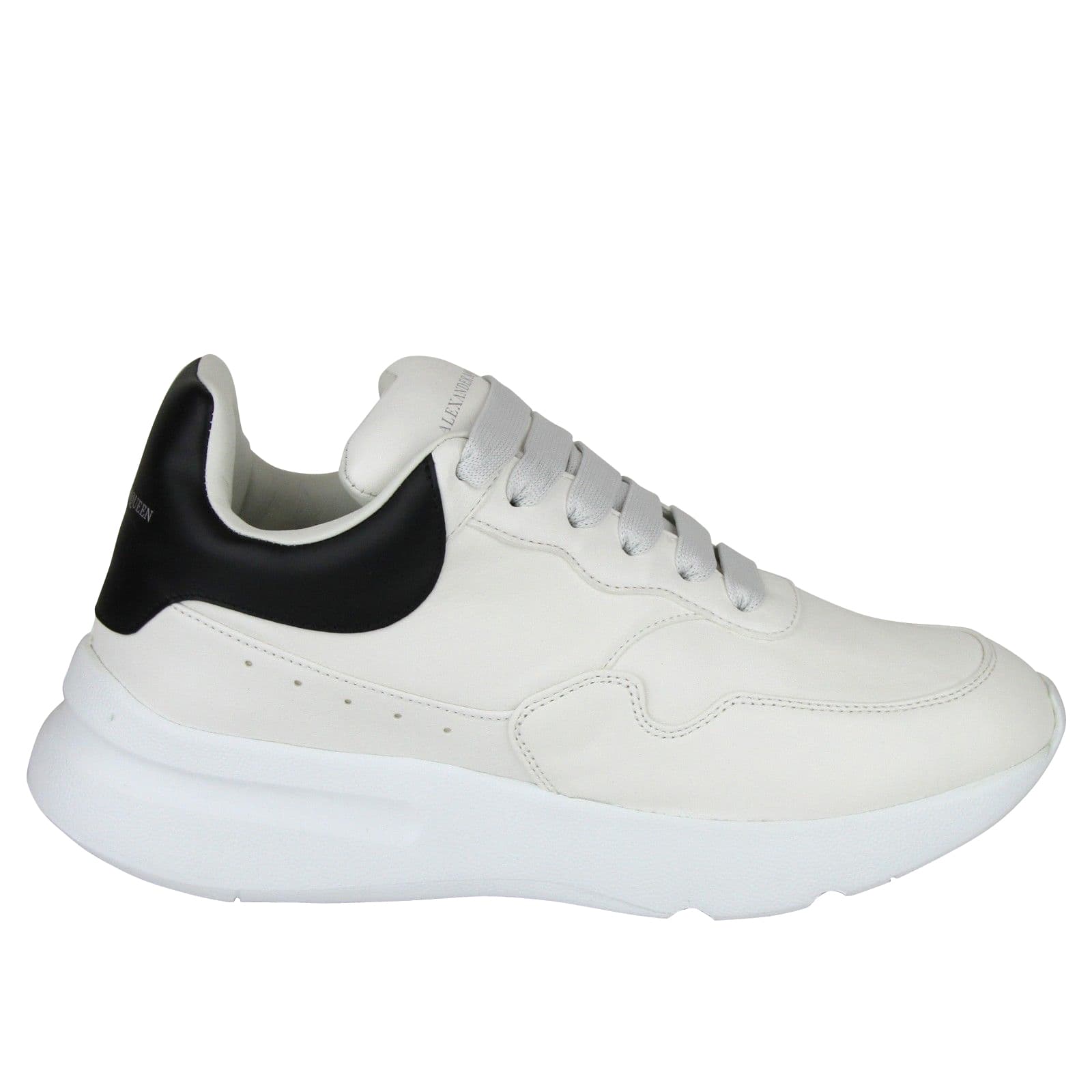 Men's Ivory / White / Black Leather Platform Sneakers