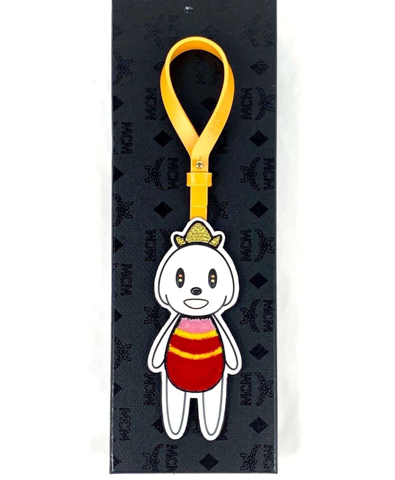 White Leather Visetos Bag Charm