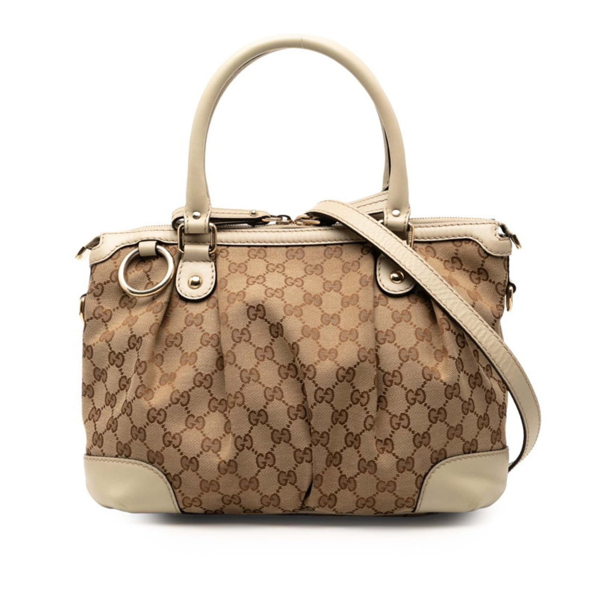 Color White Canvas Leather Handbag Shoulder Bag