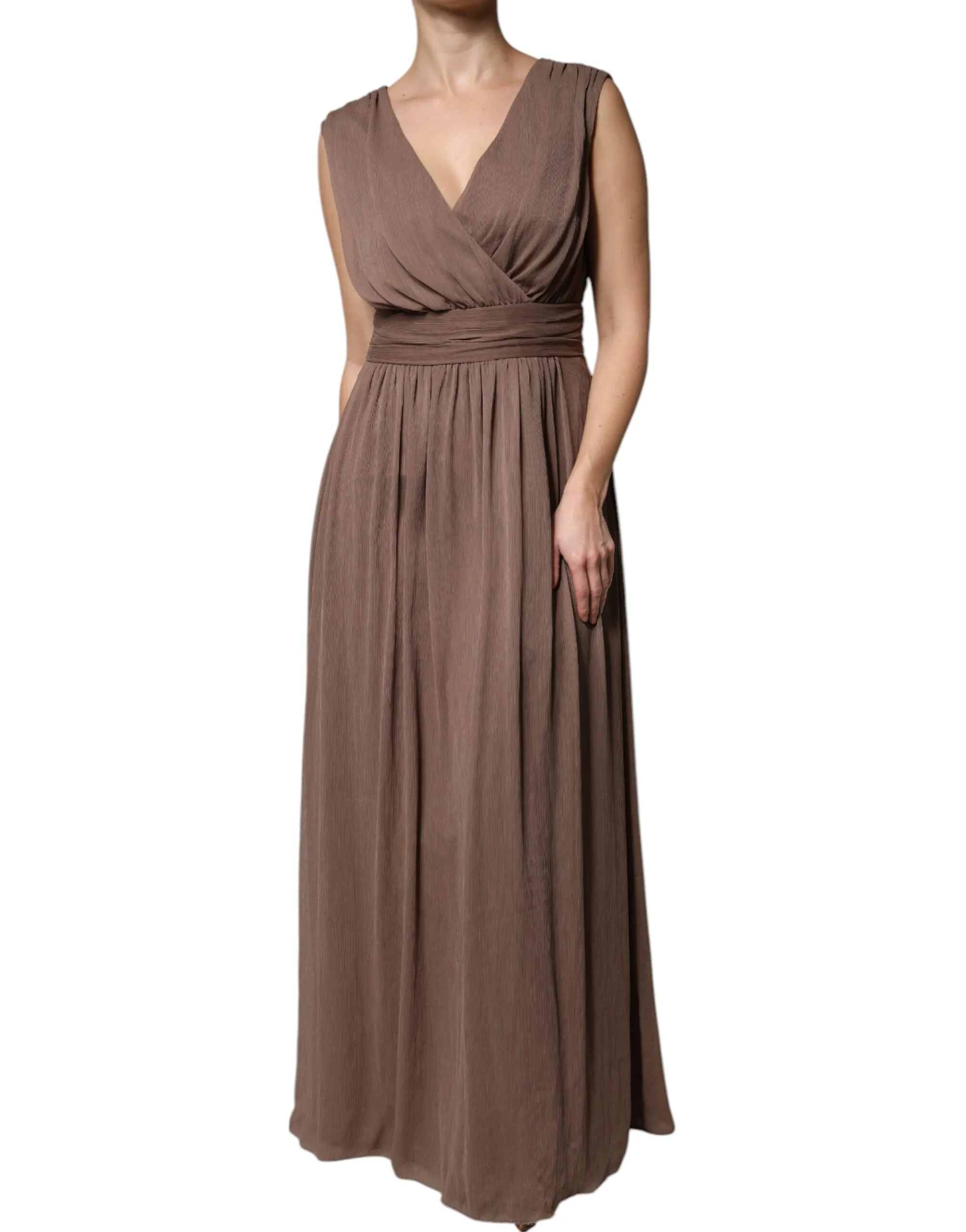 Sleeveless Deep V-neck A-line Long Maxi Dress