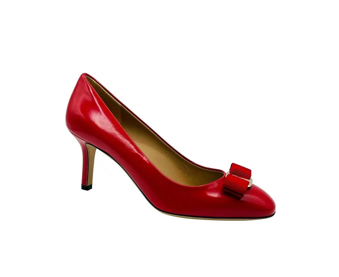 Leather Bow Heel Pump