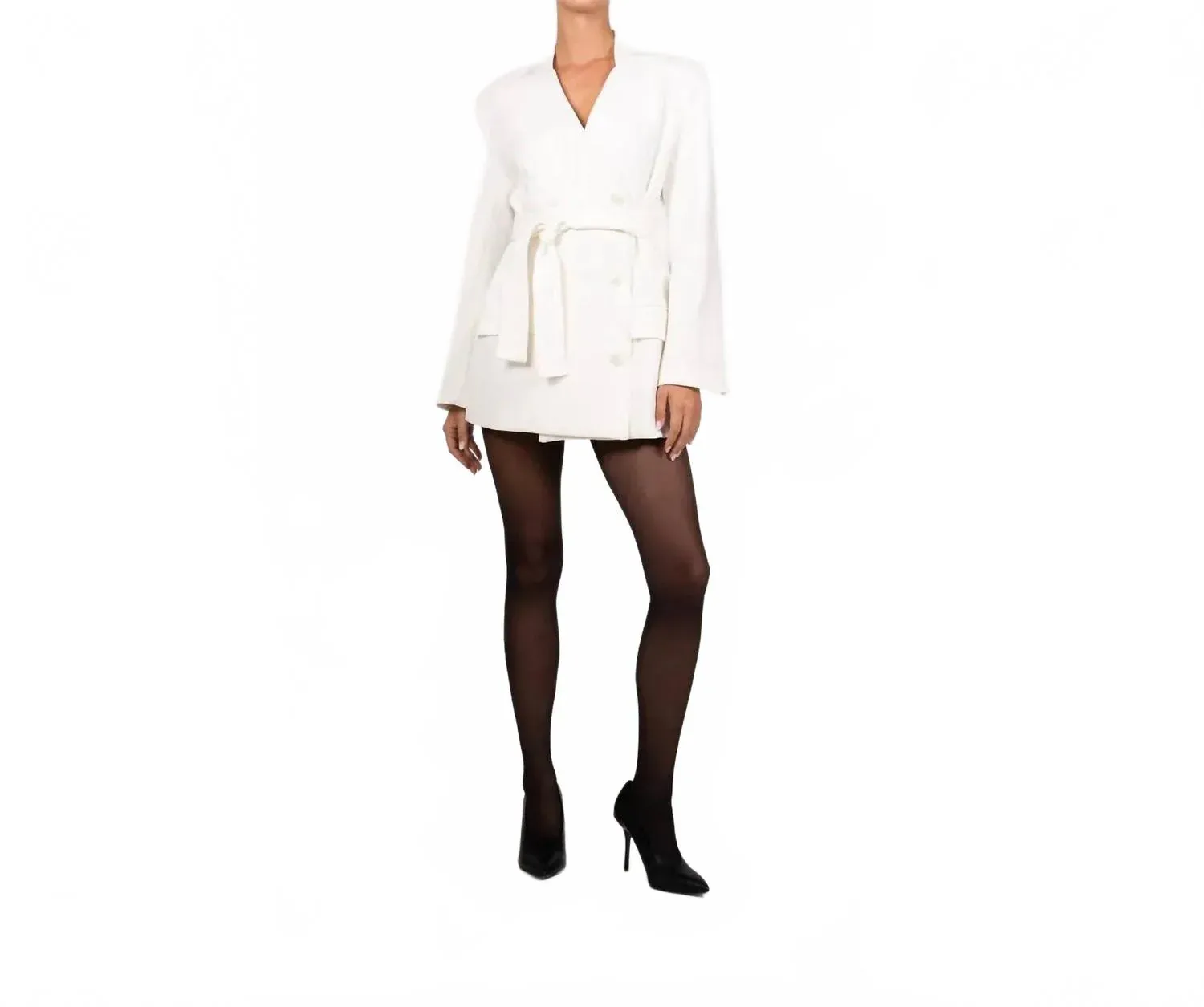 Aya Belted Blazer In Ivory