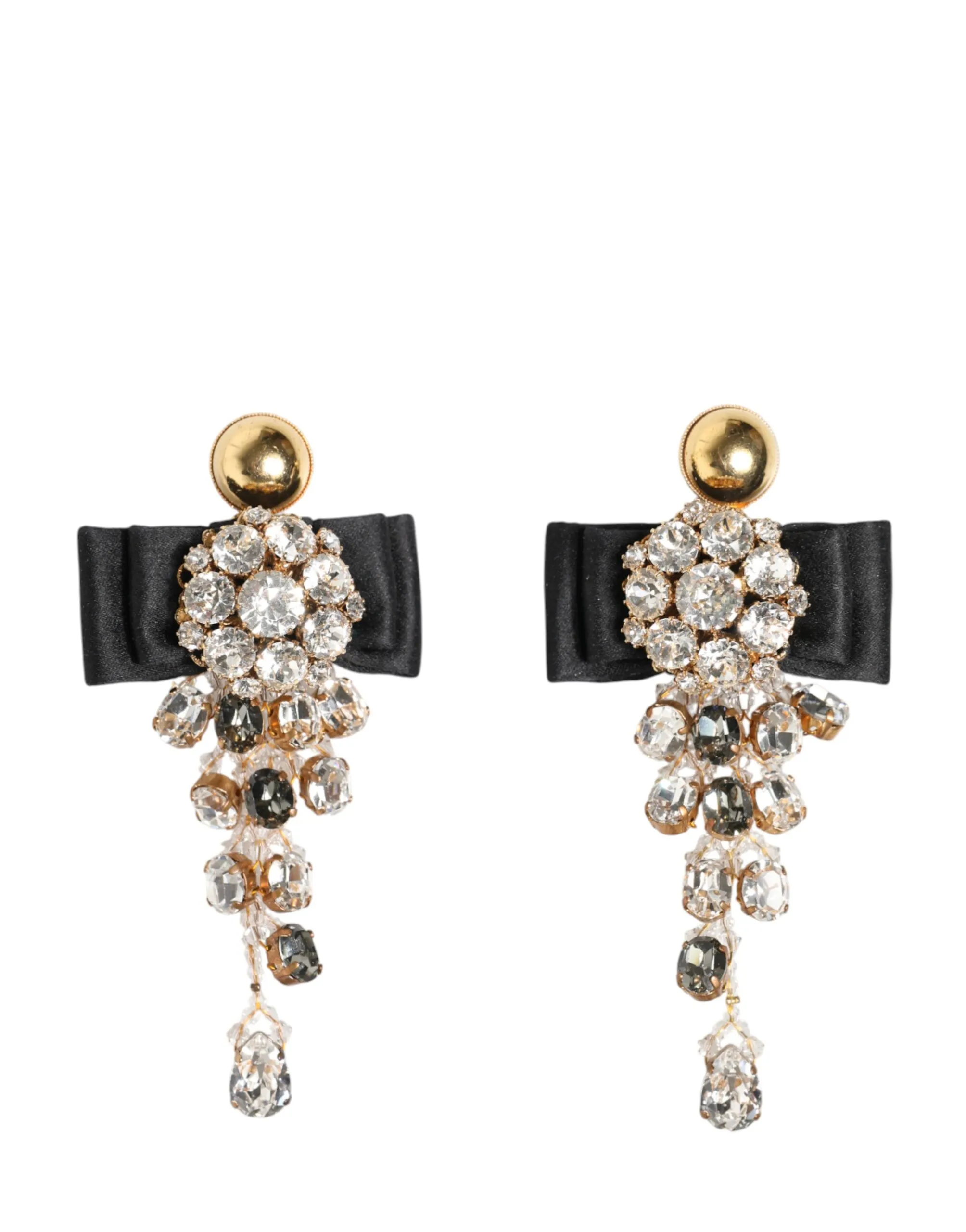 Chandelier Satin Bow Clip-On Earrings