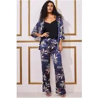 Printed Satin Wide Leg Pant