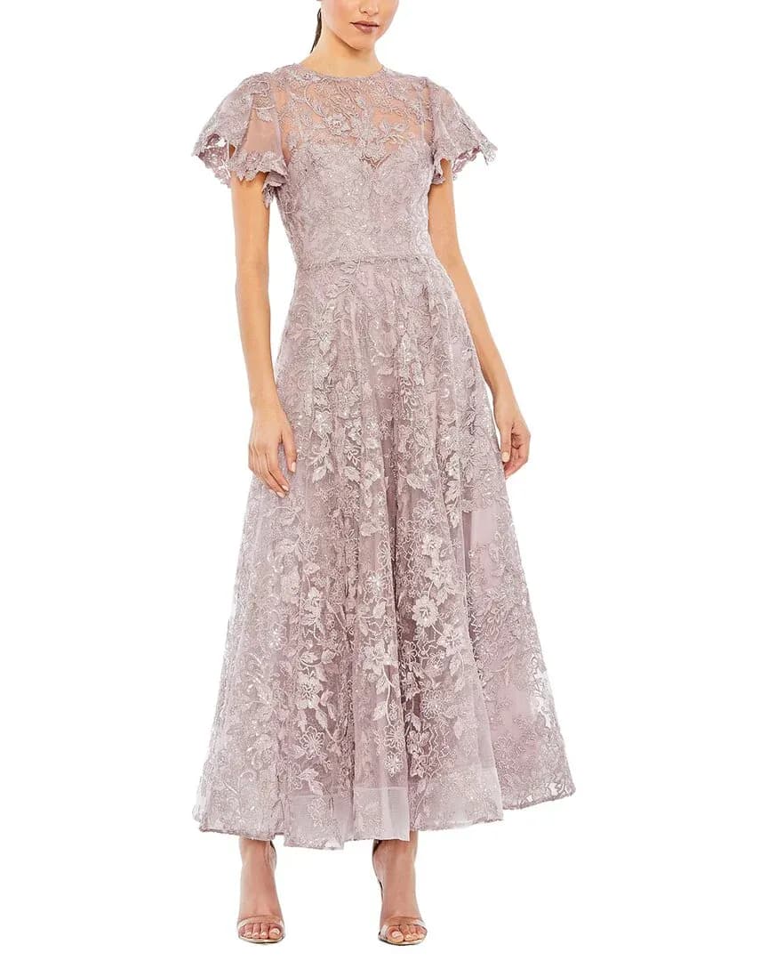 Embroidered A-Line Gown