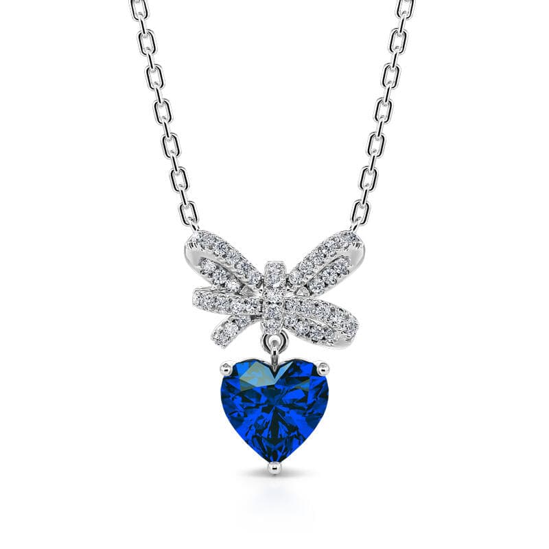 Jeulia Bowknot Love Heart Sterling Silver Necklace