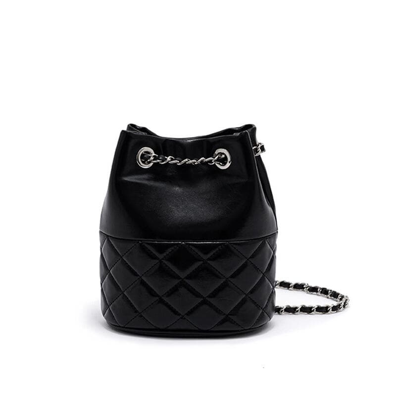 Quilted Bucket Bag Mini Shoulder Bag Fashion Casual Leather Bucket Bag